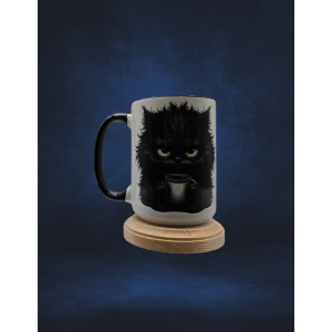 15 oz Coffee mug - Angry black cat