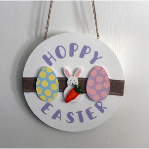 10" "Hoppy Easter" Hanging Door Sign - Pink Lettering