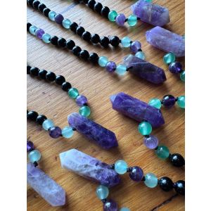Violet & Clover hand-knotted gemstone Necklace
