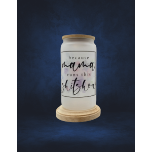 16 oz Frosted Glass - Mama runs