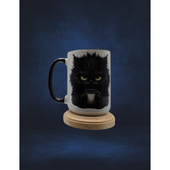 15 oz Coffee mug - Angry black cat