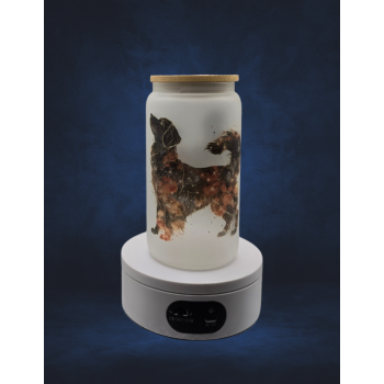 16 Oz Frosted Glass - Cosmic Dog