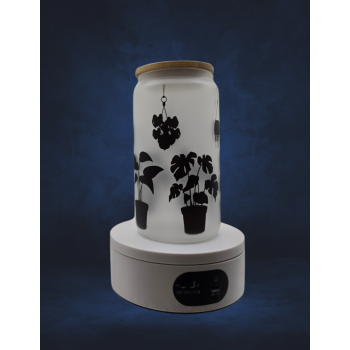 16 OZ Frosted Glass - Plants