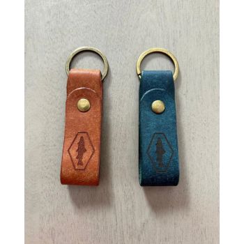 Engraved Leather Keychain – Big Fish Designs Logo - Pueblo Leather