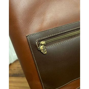 Large Two-Toned Leather Tote Bag – Stylish & Functional Work Bag