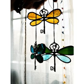 Stained Glass Dragonfly Key Sun-catcher