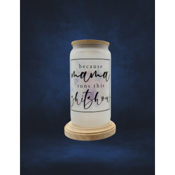 16 oz Frosted Glass - Mama runs