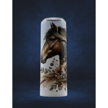 20 Oz Tumbler - Brown Horse with Flowers