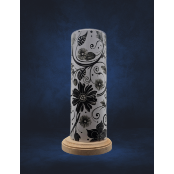 20 Oz Tumbler - Black lined flowers
