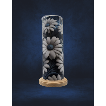 20 Oz Tumbler - Blue and White Daisies