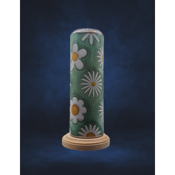 20 Oz Tumbler - Green Puffy Flowers