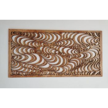 Water Pattern Wooden Wall Art, Geometric wall hangings, rustic contemporary wall decor-Walnut Stain