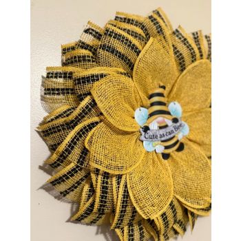 Yellow and Black Sunflower Gnome Wreath 